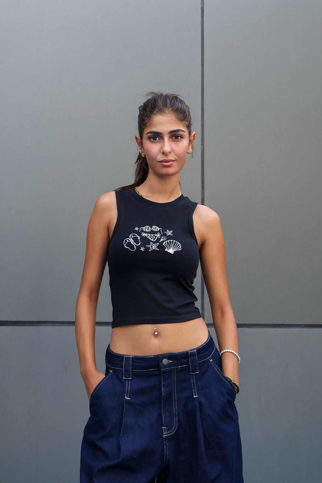 Tank Top Printed Black