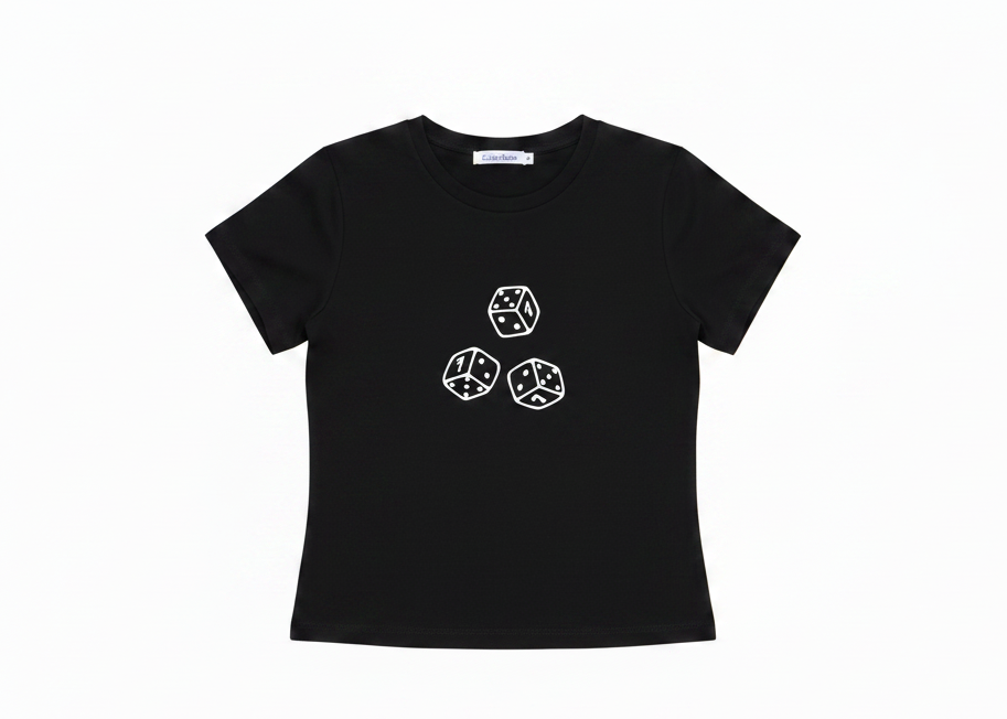 Printed black dice top