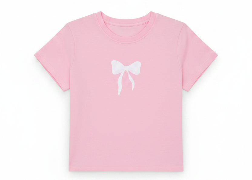 Printed pink bow top