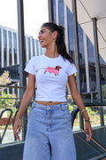 Printed white hot dog top